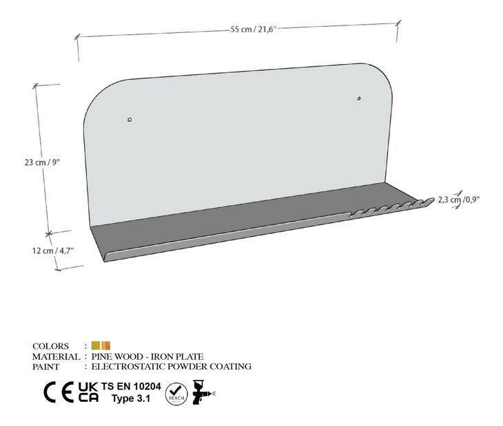 Fali polc Longoan 2 (fekete)