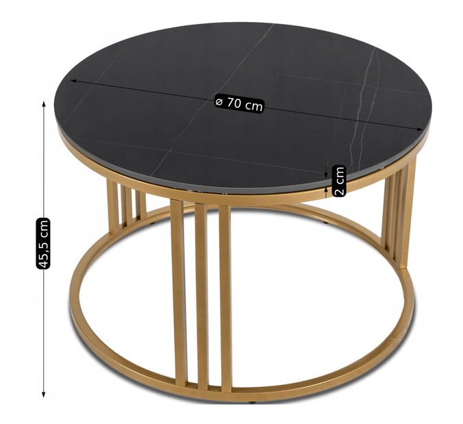 Konferenčný stolík Kenrucky (mramor čierny + zlatá) 