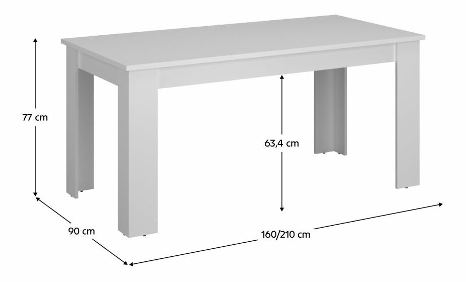 Masă de sufragerie extensibilă 160 ERODIO (alb) (pentru 6-8 persoane)