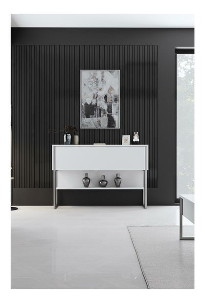 Konzolasztal Luna 4 (ezüst + fehér) 