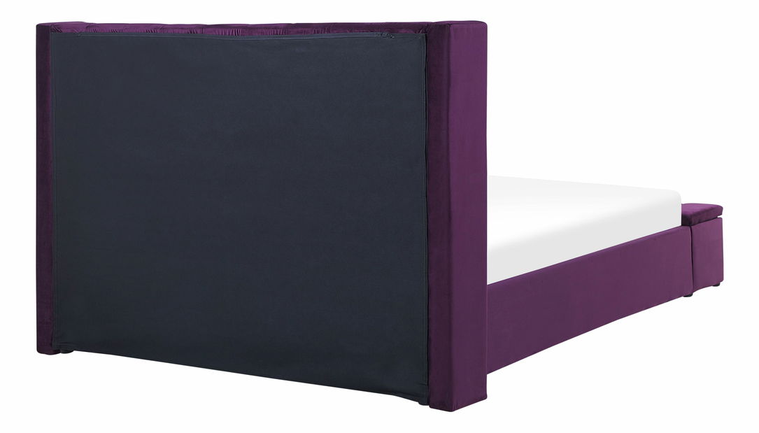 Franciaágy 160 cm NAIROBI (Lila) (ágyráccsal és tárolóhellyel)