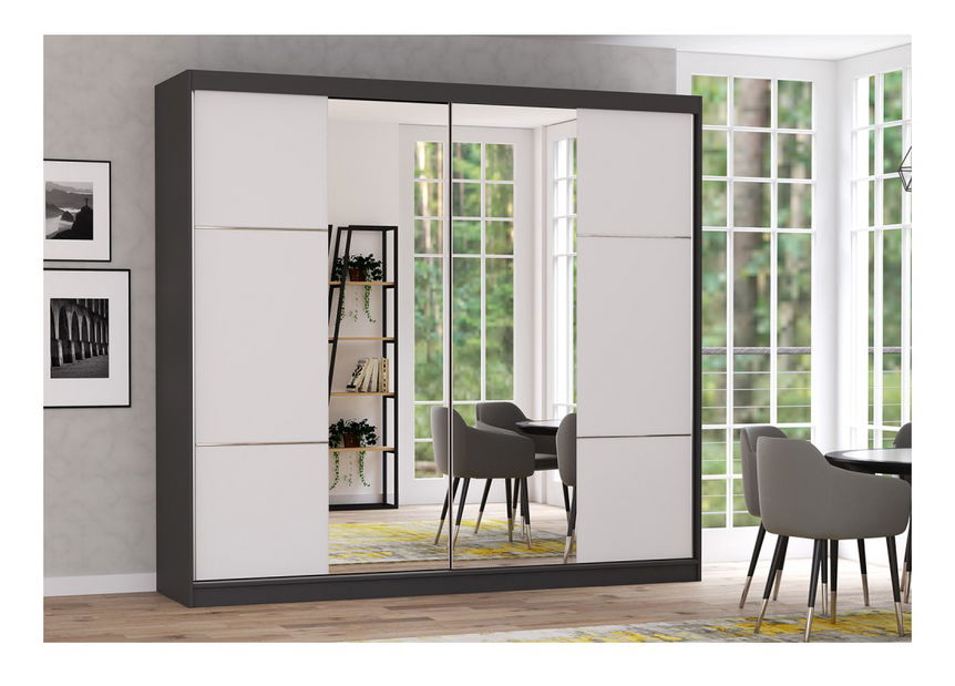 Dulap de haine Mebur 38 230 (grafit + alb + Oglindă)