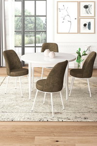 Set dining Torra (alb + maro) (pentru 4 persoane)