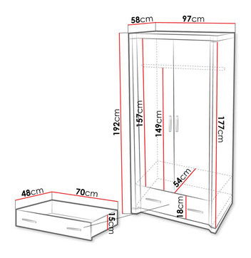 Dulap de haine Xena XV-2 (sonoma)