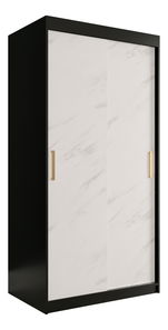 Šatníková skriňa 100 cm Marbelo T (matná čierna + biely mramor)