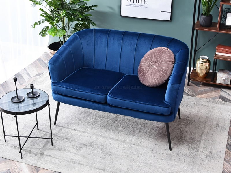 Canapea Etimee S (albastru marin + auriu)