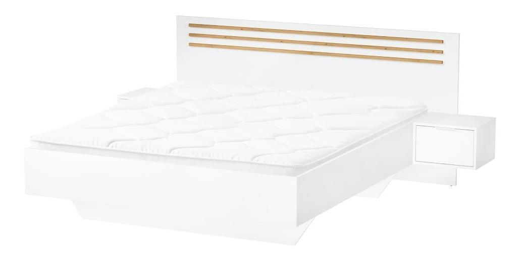Set postel a 2 ks nočných stolíkov Frens (biela + dub artisan)