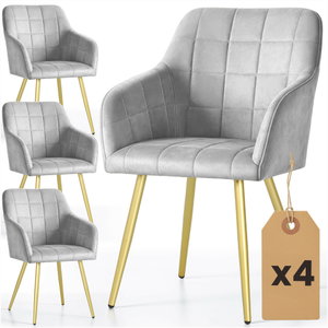 Set blagovaonskih stolica (4 kom.) Luksemburg (siva + zlatna)