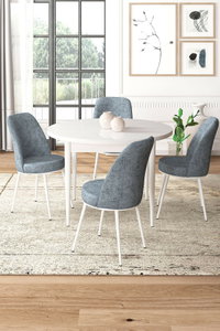 Set dining Torra (alb + gri) (pentru 4 persoane)