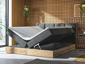 Manželská posteľ Boxspring 160 cm Bolondra (zlatý remeselný dub + soro 21)