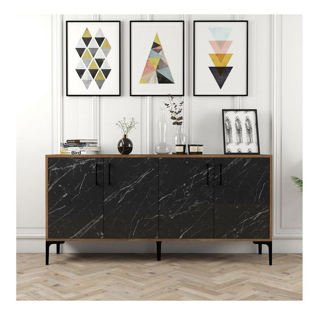 Szekrény Kim 160 (dió + fekete márvány)