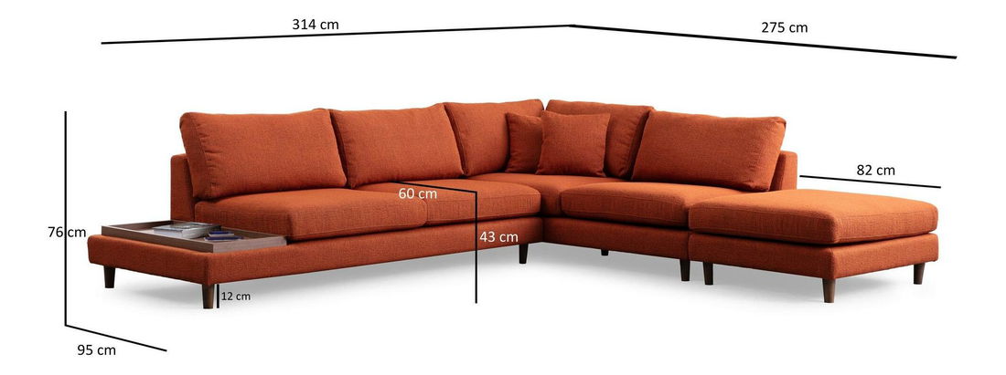 Colțar Tuleppo (Portocaliu + Nuc)