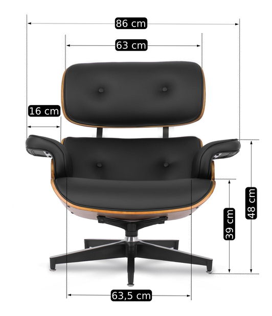 Fotel zsámollyal Procesion (fekete) 