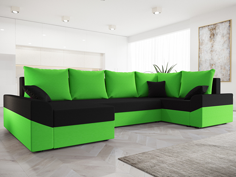 Sarok ülőgarnitúra Dusk Long (zöld + fekete) (J)