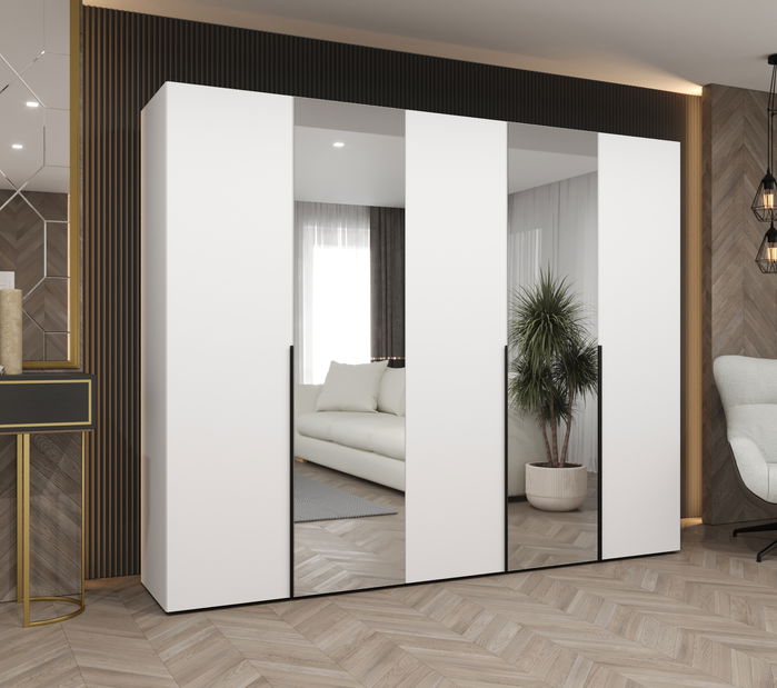 Ruhásszekrény 250 cm Alice 2 (fehér + fekete)