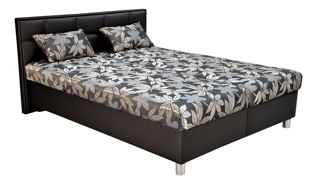 Manželská posteľ 160 cm Blanár Belfast (sivá + čierna) (s roštami a matracmi)