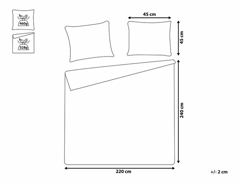 Set prekrivač za krevet + 2 jastuka 220 x 240 cm Rockdale (smeđa) 