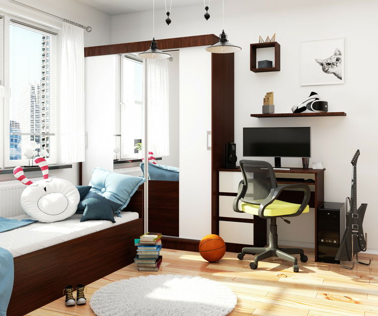 Dulap de haine Clotilde (wenge + Alb) (cu oglindă)