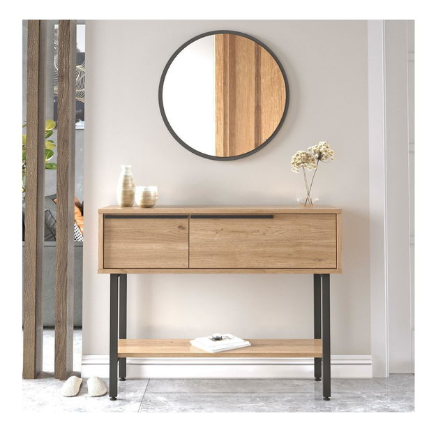 Konzolový stolík Otto 12 (so zrkadlom) (orech + čierna)