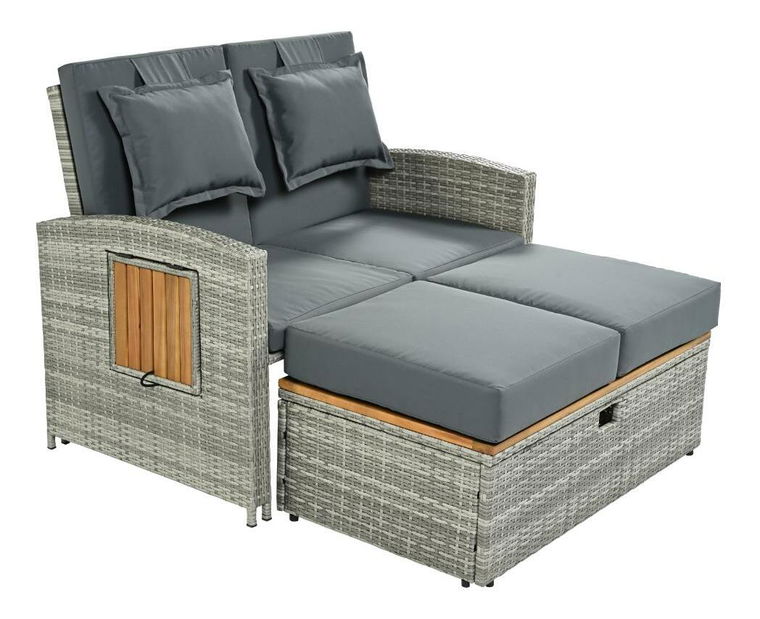 Vrtna sofa Mory (siva + prirodna)