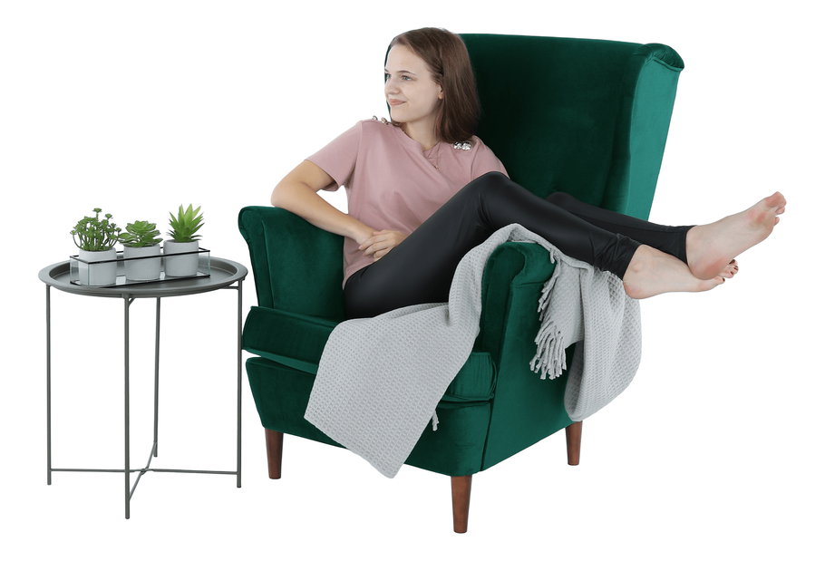 Kreslo Ušiak Rafaelo (zelená + orech) *bazár