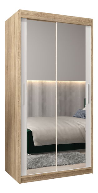 Dulap de haine 100 cm Toki 3 (stejar sonoma + alb mat)