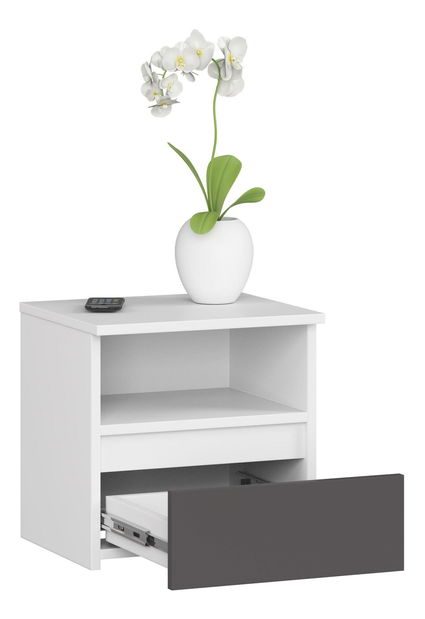 Noptieră Crispian (alb + gri grafit)