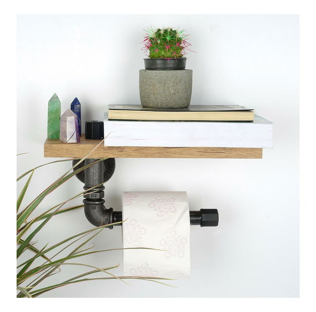 Držiak na toaletný papier Nenanu 36 (orech + čierna) 