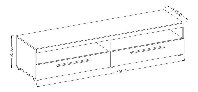 TV stolík/skrinka Indiko Typ 41 (biela + lesk biely) (s osvetlením)