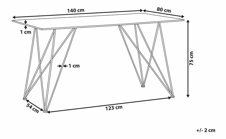 Masă sufragerie KARSON (negru + auriu) (pentru 4 persoane)