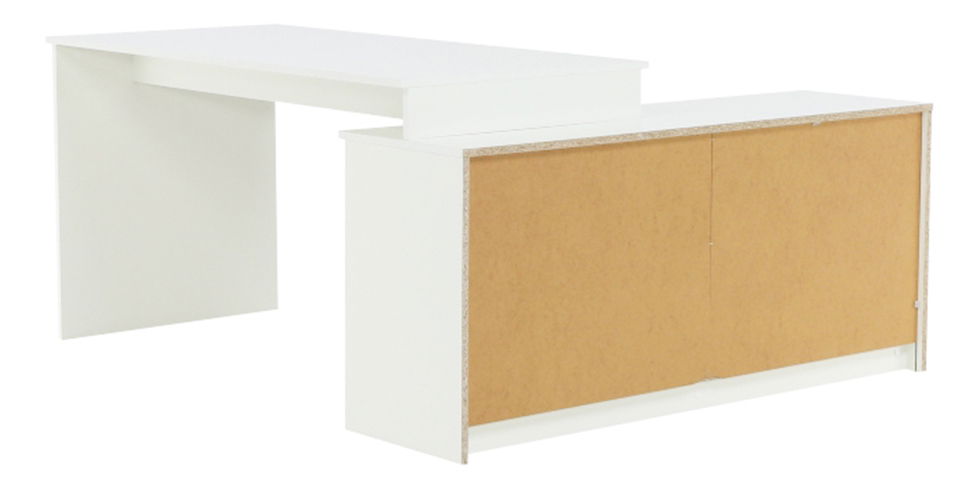 Rohový PC stolík Bill (biela + beton)