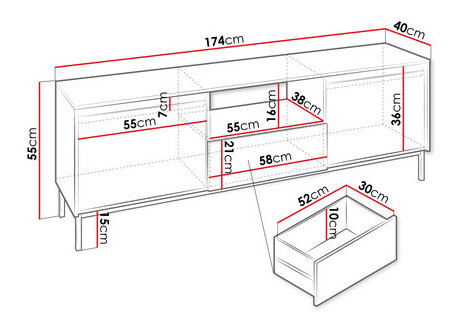 Dulap TV Somkera 2K1SZ (Alb + Negru) 