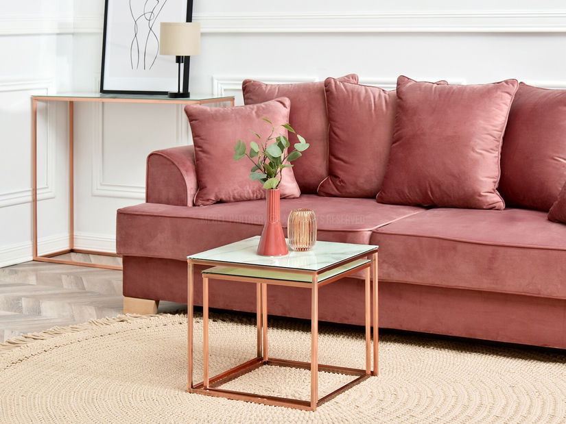 Stolić za kavu Prana Law (bijeli mramor + bakar)