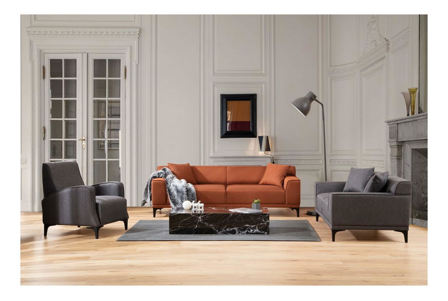 Háromszemélyes kanapé Petrafonzo (narancssárga + fekete)