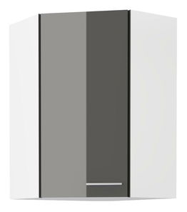 Dulap superior de bucătărie, de colț Lavera 60x60 GN-90 1F (45°) (Cadru: alb + front: gri lucios)