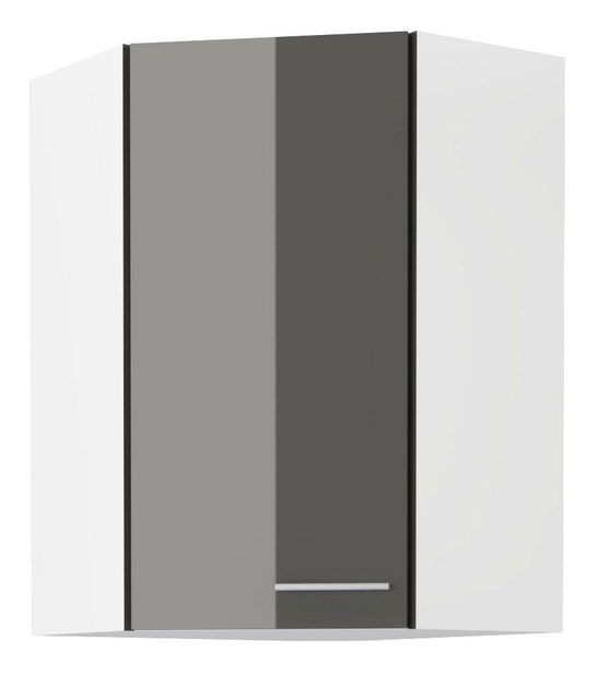 Dulap superior de bucătărie, de colț Lavera 60x60 GN-90 1F (45°) (Cadru: alb + front: gri lucios)