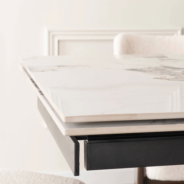 Rozkladací jedálenský stôl Rixy (biela + orech) (pre 6-8 osôb)