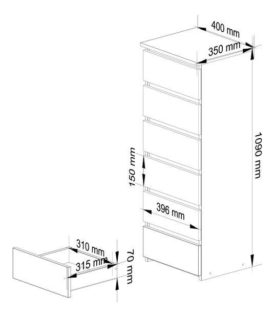Komód Cipriano V (artisan tölgy + szürke)