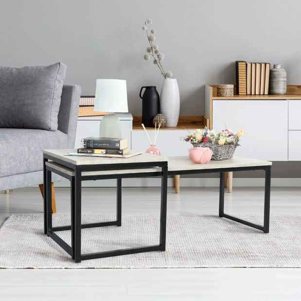 Set 2 buc mese de cafea Kastty typ 2 (stejar sonoma + negru) *vânzare stoc