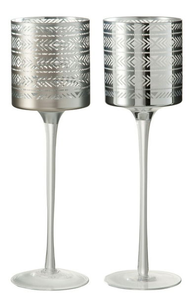 Svietnik Jolipa Na čajovú sviečku (10x10x30cm) (Strieborná) (2ks)