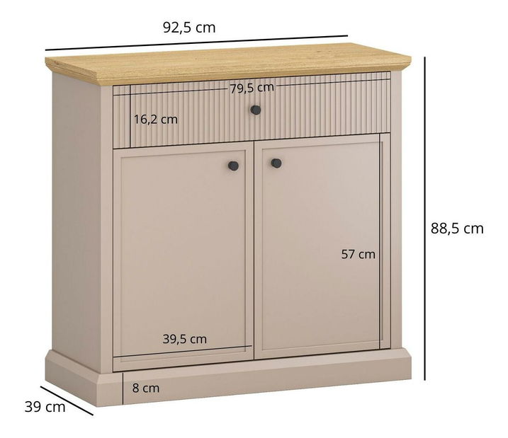 Komoda Indices 2 (taupe + kameni hrast) 