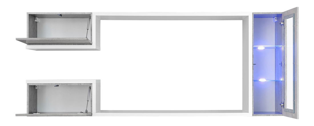 Obývacia stena Gwyn 29 BTW GX (beton + biela) (s osvetlením)