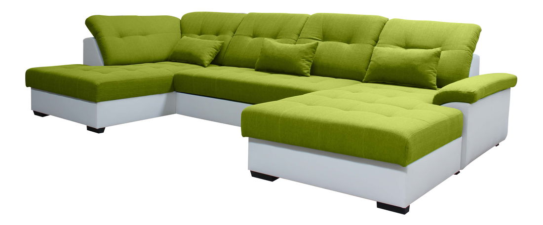 Rohová sedačka U Milton LB+2F+L (zelená + biela) (P)