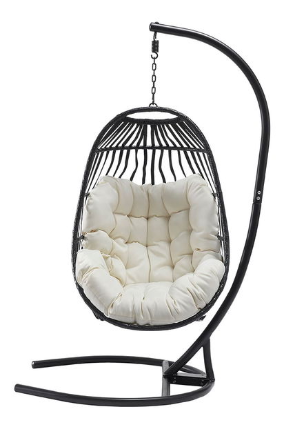 Závesné dvojité kreslo Elmariko (čierna + krémová) *bazár