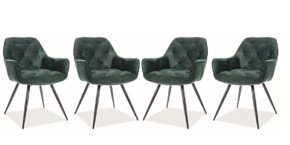 Set 4 ks. jedálenských stoličiek Cherry Velvet (zelená) *výpredaj