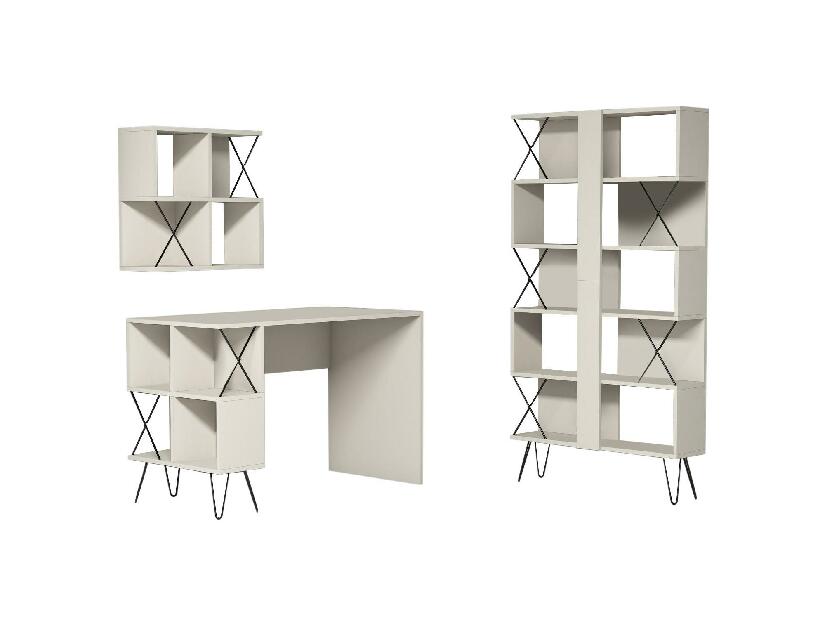 Set mobilier pentru birou Likime 1 (crem + negru) 