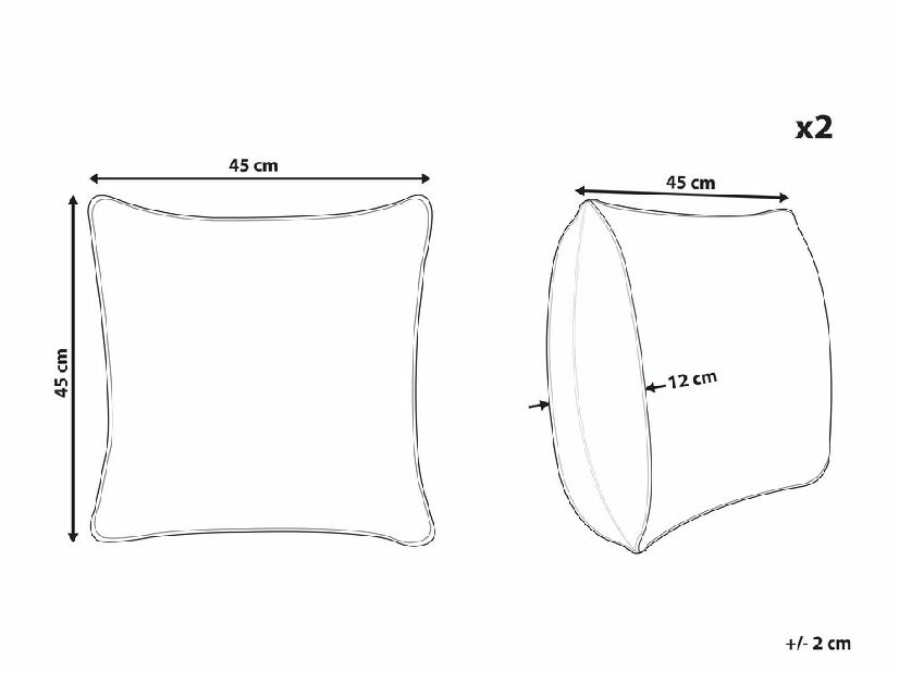 Set 2 buc. perne 45 x 45 cm HOSPET (gri)