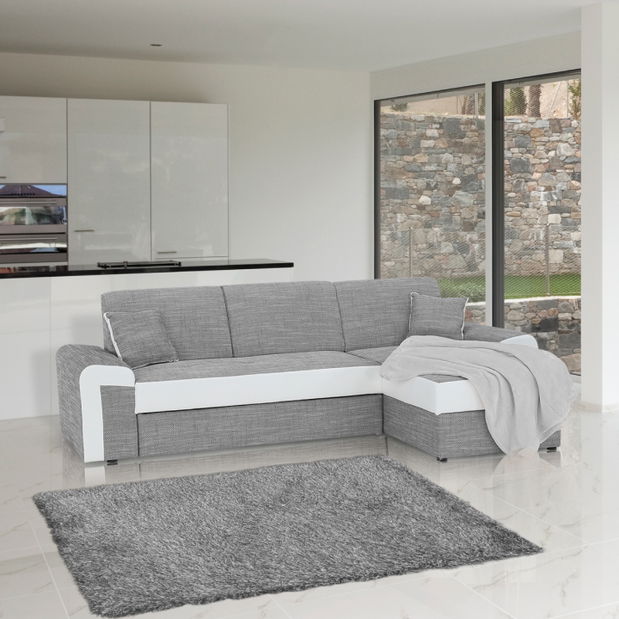 Rohová sedačka Pinia (sivá + biela) (P)