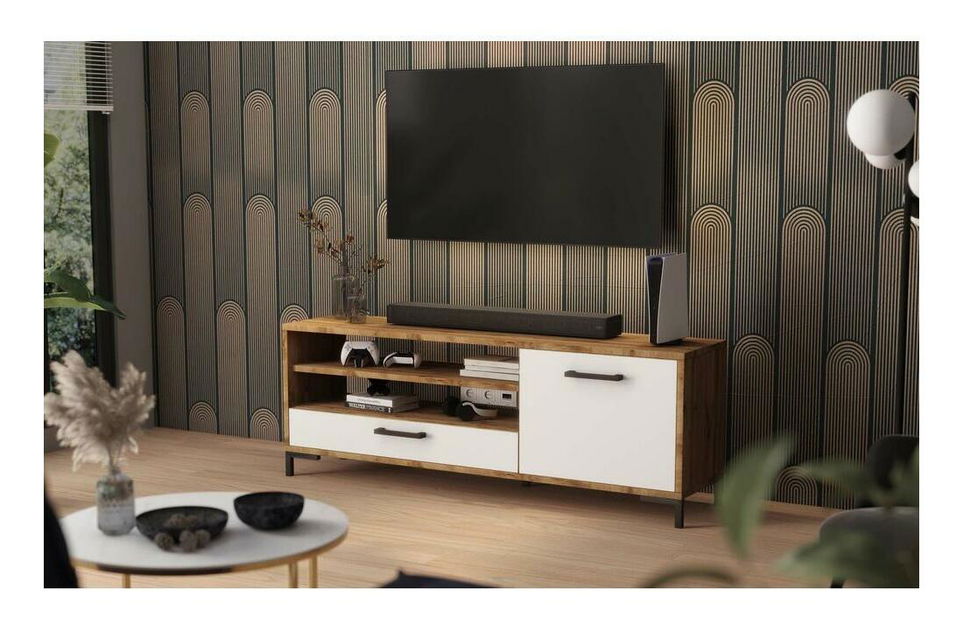 TV ormarić/stolić Cascade (hrast lancaster + bijela)