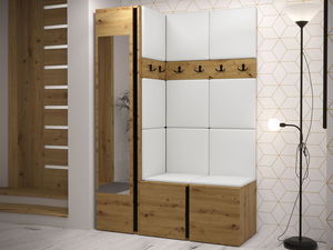 Predsoblje Tovenaz X (hrast artisan + crna + bijela) (s ogledalom)